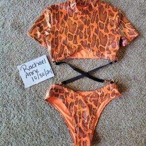 *SOLD* Rave After Rave Orange X-Rated Bodysuit (EUC)